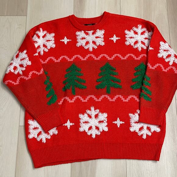 Forever 21 Christmas Tree & Snowflakes Sweater – Women’s Size Small - Picture 6 of 8